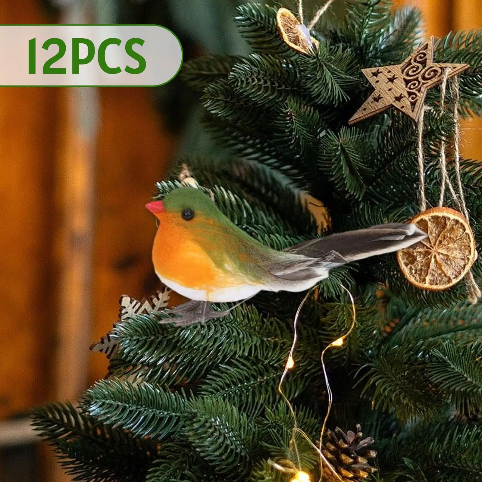 12x künstliche Vögel, künstliche Federn, Weihnachtsbaumschmuck für Bastelarbeiten, Garten, Hofkunst, Blumenarrangements, Festivals