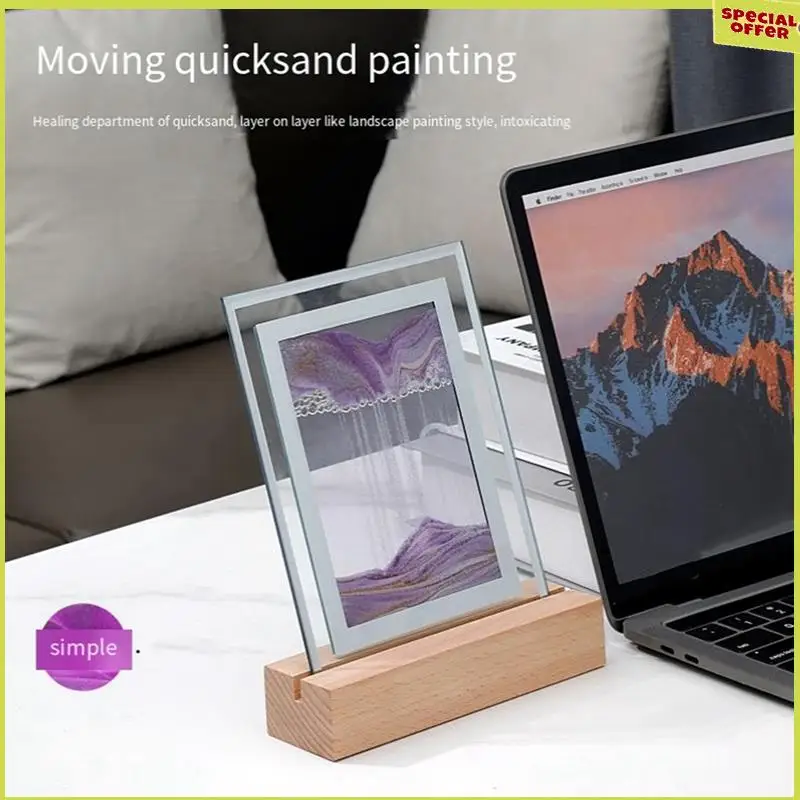 A34R Sand Art Moving Night Lamp Craft Quicksand 3D Landscape Flowing Sand Picture Hourglass Gift LED Table Night Light