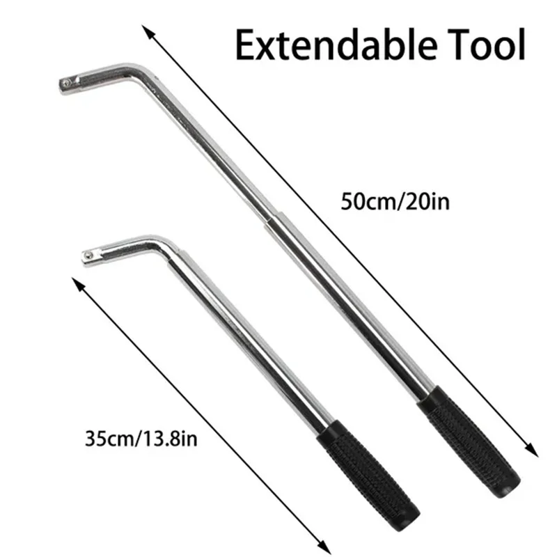 Imagem -06 - Chave de Porca Extensível com Soquete Cromado Vanádio para Reparo Fácil de Pneus Soquetes tipo l Ferramentas de Emergência 17 mm 19 mm 21 mm 23 mm