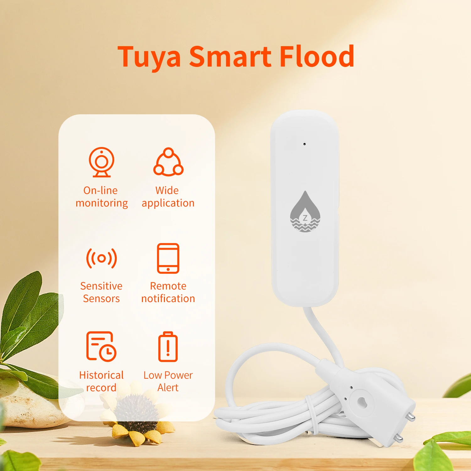 Tuya WiFi/Zigbee Water Sensor Water Level Leak Detector Smart Home Security APP Remote Monitoring Security Protection