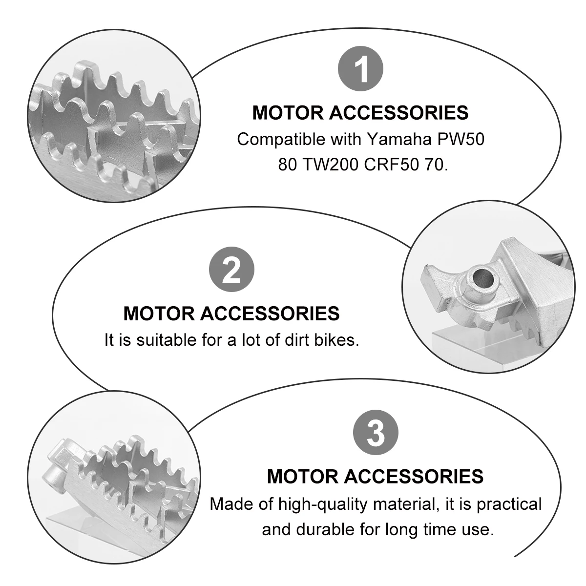 

2pcs Stainless Steel Foot Pegs Dirt Bike Footrest Pedals Motorcycle Accessories Black Easy Install Off Road Pedals For Dirt
