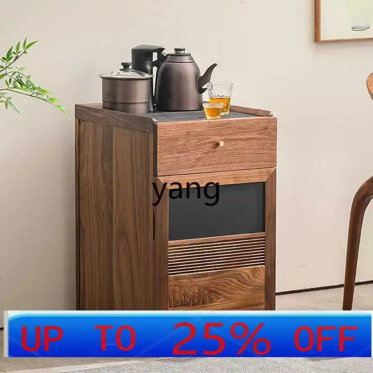 

LHH black walnut tea table multi-functional mobile side table kettle integrated