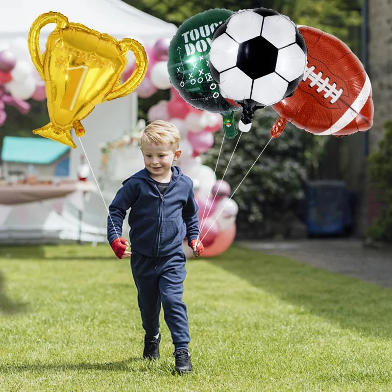 Juego de globos con temática de Rugby, globo de papel de aluminio de fútbol americano, suministros de decoración para fiesta temática de fútbol