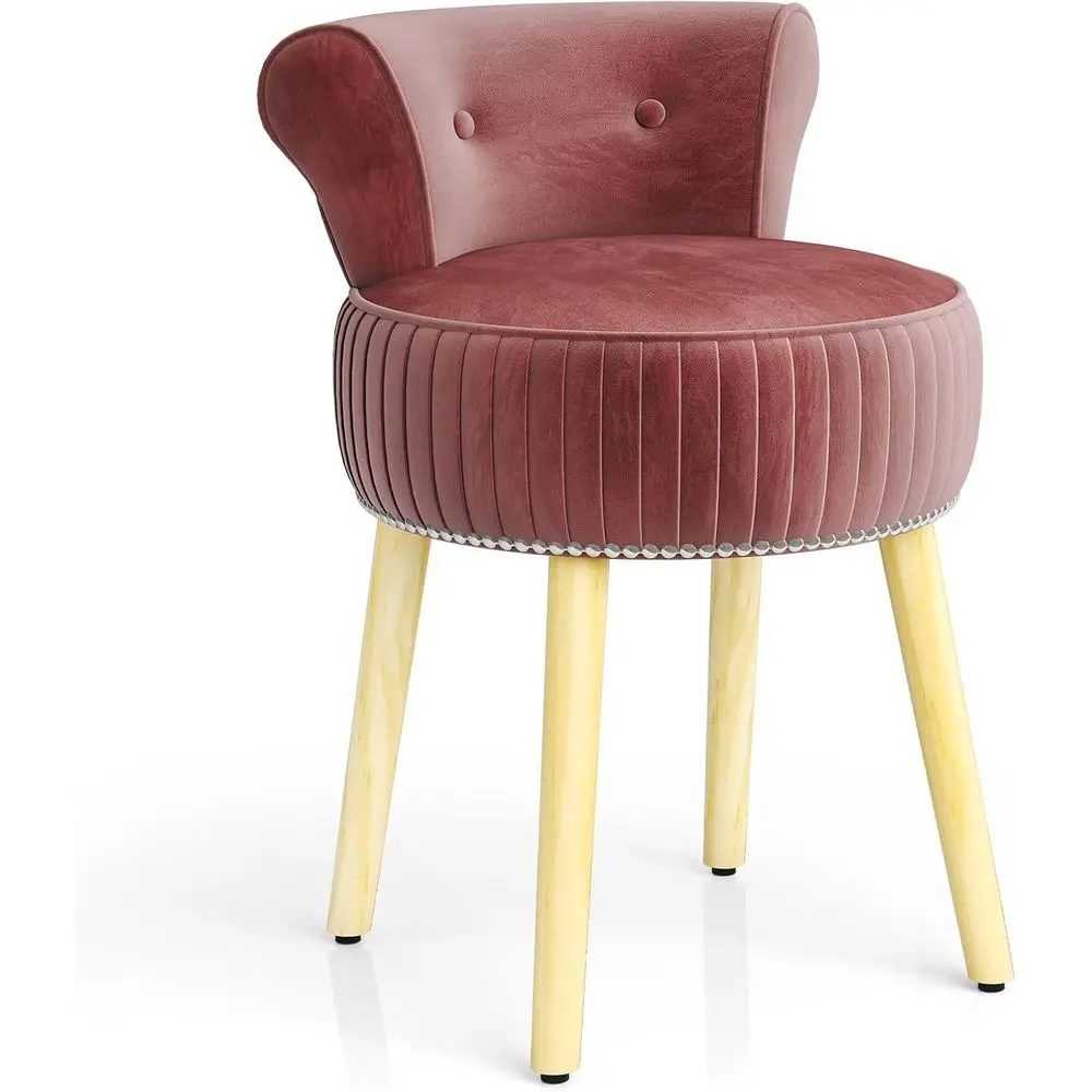 

CHARMAID Velvet Vanity Chair or Bedroom, Elegant Accent Chair with Tuted Low Back, Solid Wood Legs, Upholstered Seat, ern Makeup