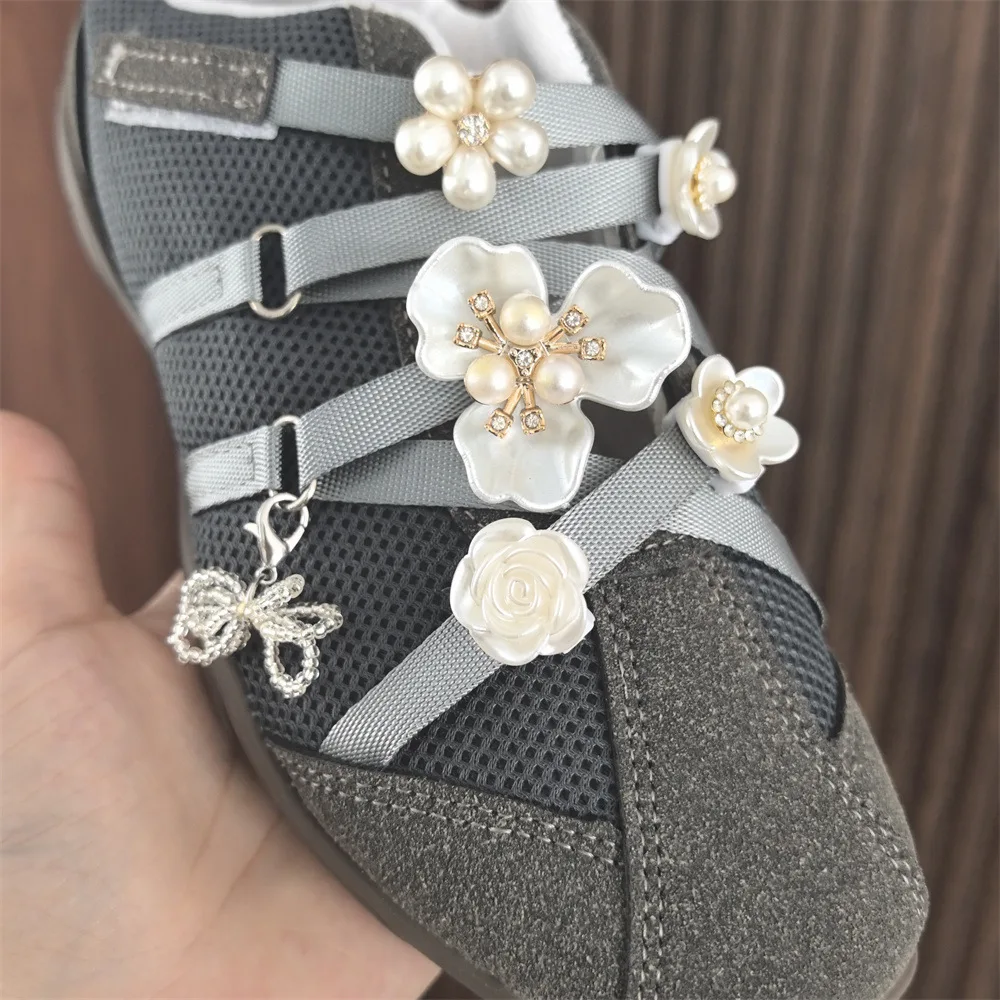 1 PCS Advanced Pearl Flower Shoe Laces with Fashion Butterfl