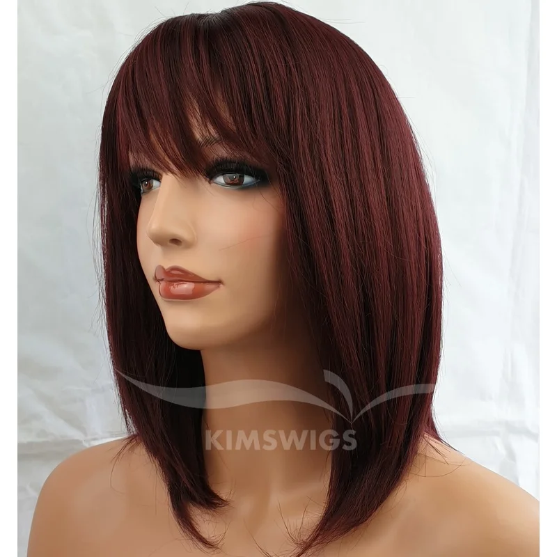 Burgundy Red Wig Women Razor Cut Shoulder Length Fashion Hair #99J