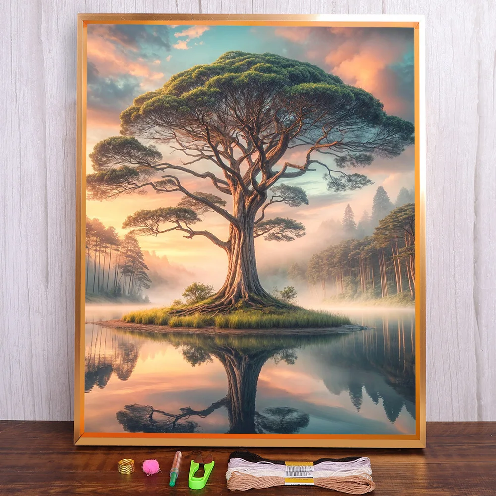 

Fantasy Tree Landscape Pre-Printed Cross Stitch DIY Embroidery Patterns Craft Hobby Handicraft Painting Wholesale Sales Magic