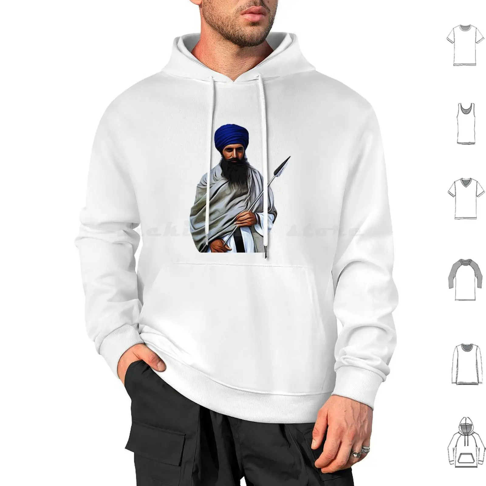 Sant Jarnail Singh Bhindranwale Hoodie cotton Long Sleeve Sikh Punjab Panjab Punjabi Panjabi Sikhism Sikhi Khanda Kaur Singh