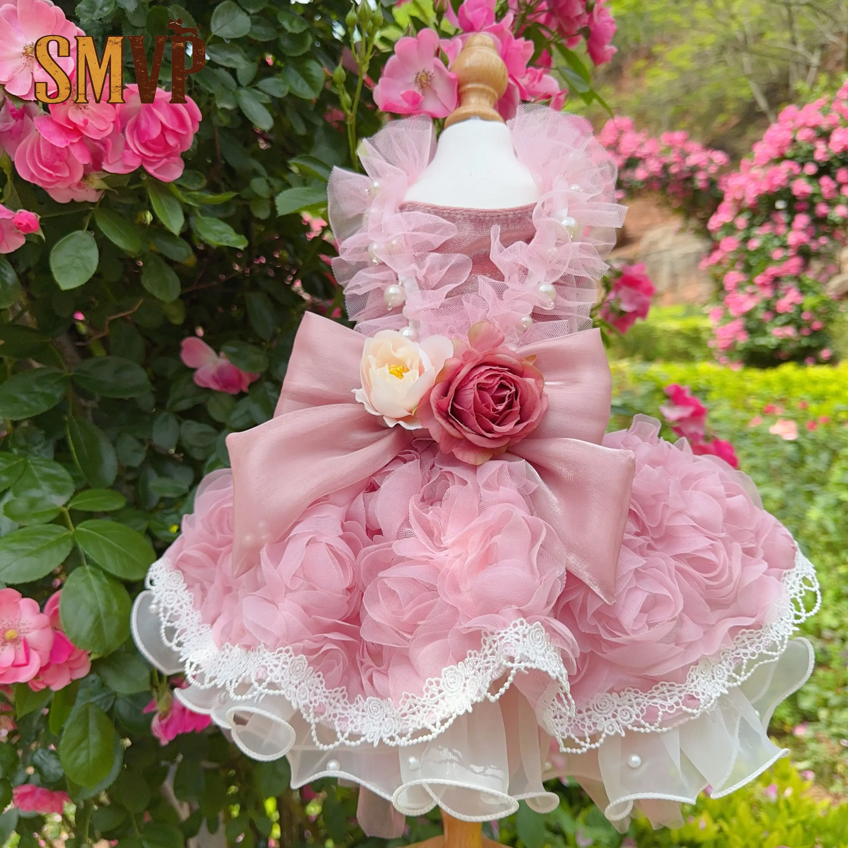 

Original Lace Rose Heavy Industry Wedding Dress Pet Kitten Small Dog Photography Dress Can Participate in Wedding