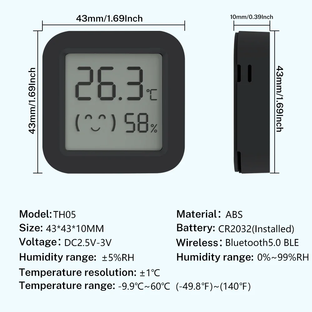 Sensore di umidità della temperatura Tuya Mini LCD Termometro igrometro intelligente controllato da APP compatibile con Bluetooth per Alexa Smart Life