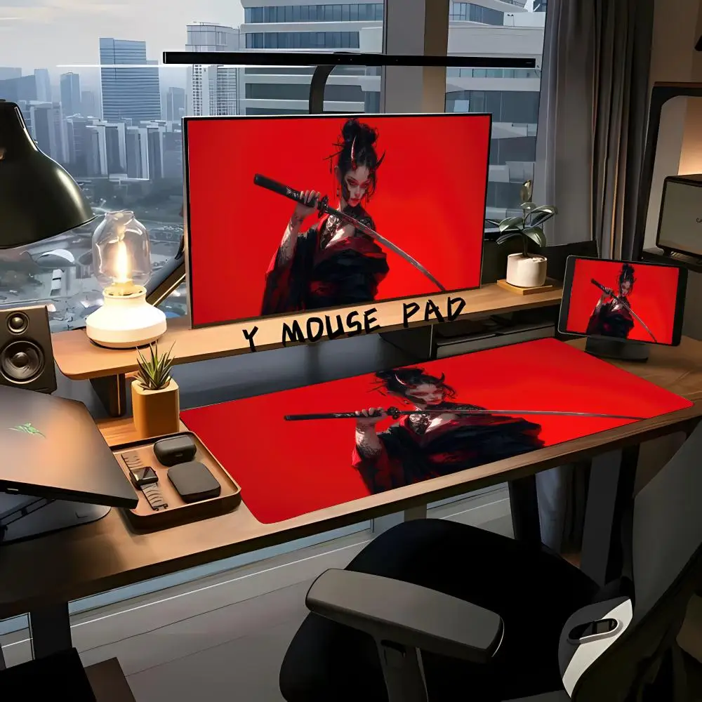 Anime_Girl HD Printing Table Glasses mat rubber anti-slip Pad Overlock Tattoo Gaming Mouse mouse pad Red
