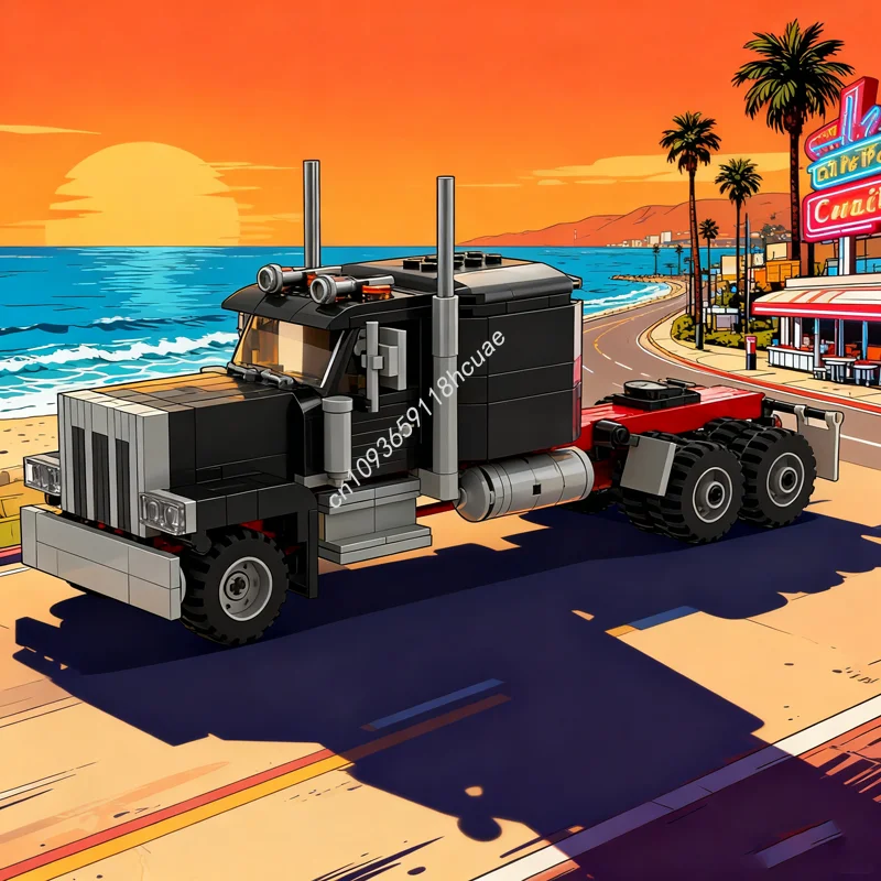 

451 шт. MOC Peterbilt City Champions, модель строительных блоков, архитектурная игрушка, сборка, сделай сам, идея для рождественского подарка, образовательный кирпич