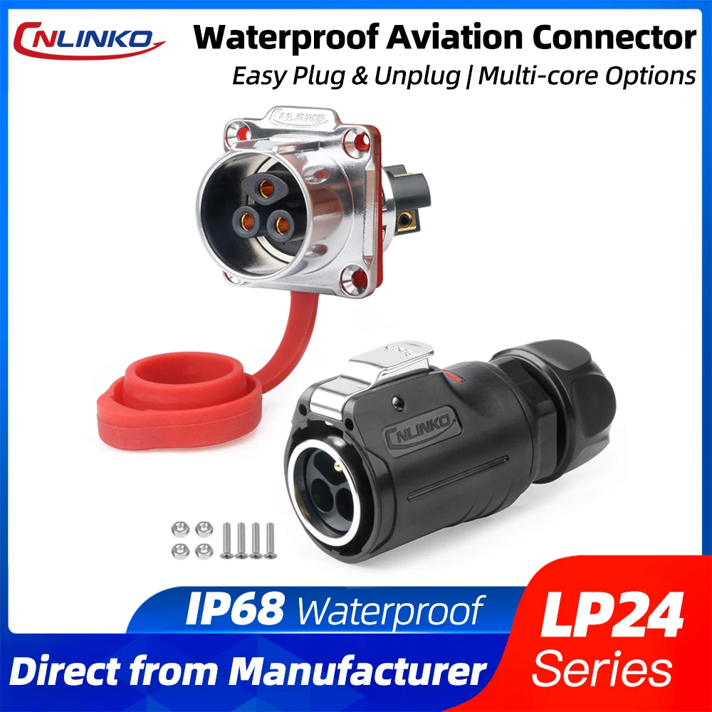 CNLINKO LP série M12 M16 M20 M24 connecteur industriel étanche Terminal à visser prise rapide connecteurs de câble d'alimentation sans soudure