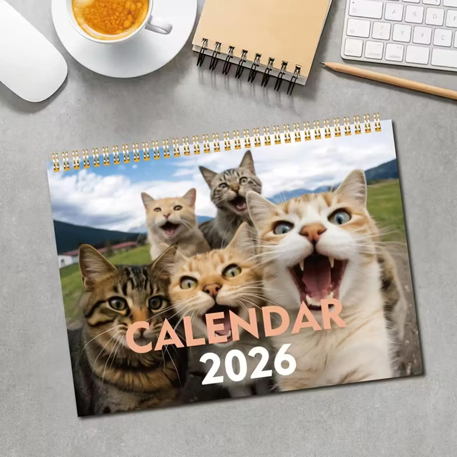 

Календарь с котами на 2026 для любителей кошек, календарь с забавными кошками, календарь с котенком, настенные подвесные календари на 2026 год, милый забавный кот, домашнее животное