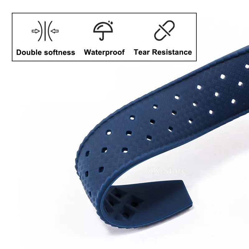 Tropical Silicone Watch Straps 18mm 20mm 22mm Quick Release Watchband for Omega Bracelet Belt Breathable Waterproof Rubber Bands