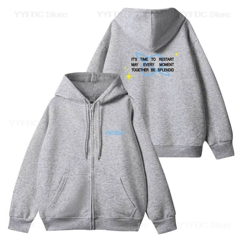 Super Junior Cho Kyu Hyun Restart Hoodies Kpop Fashion Space Planet Pattern Zipper Hoodie Women Men Korean Loose Sweatshirt Coat