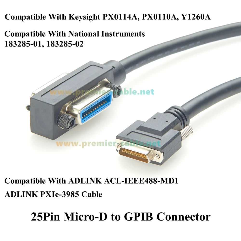 كابل Micro D-Sub 25Pin أنثى إلى GPIB GPIB IEE488 كابل Micro DB25 لـ PZ2100A متوافق مع Keysight PX0114A، PX0110A، Y1260A