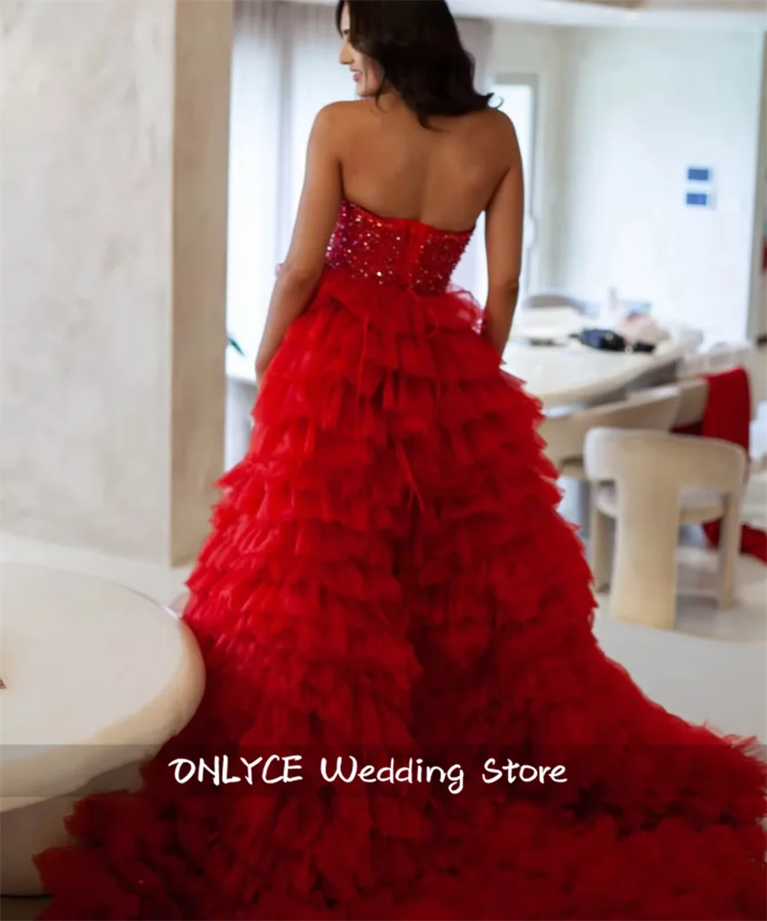 New Arrival 2024 Crystals Prom Dress Beaded Side Slit Mermaid Evening Dresses Tiered Ruffles Birthday Luxury Dress Customized