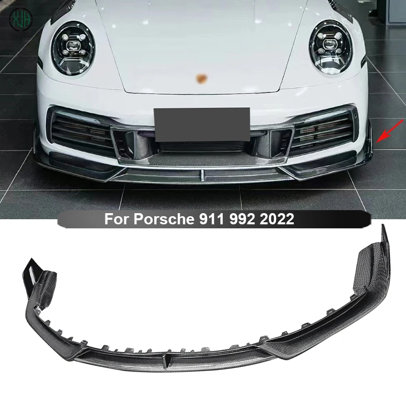 

For Porsche 911 992 2022 Carbon Fiber Car Front Bumper Splitter Front Lip Chin Spoiler Diffuser Parts Upgrade Body kit