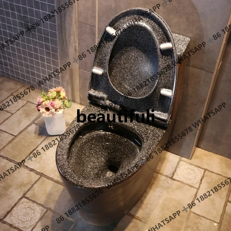 

Коричневый и черный ретро-художественный керамический унитаз, бытовой сифон для ванной комнаты, обычный унитаз