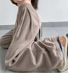 2024 Khaki Baggy Sweatpants Women Outfit Sports Pants Oversized High Waist Loose Beige Pants Wide Leg Sweatpants Female Trousers