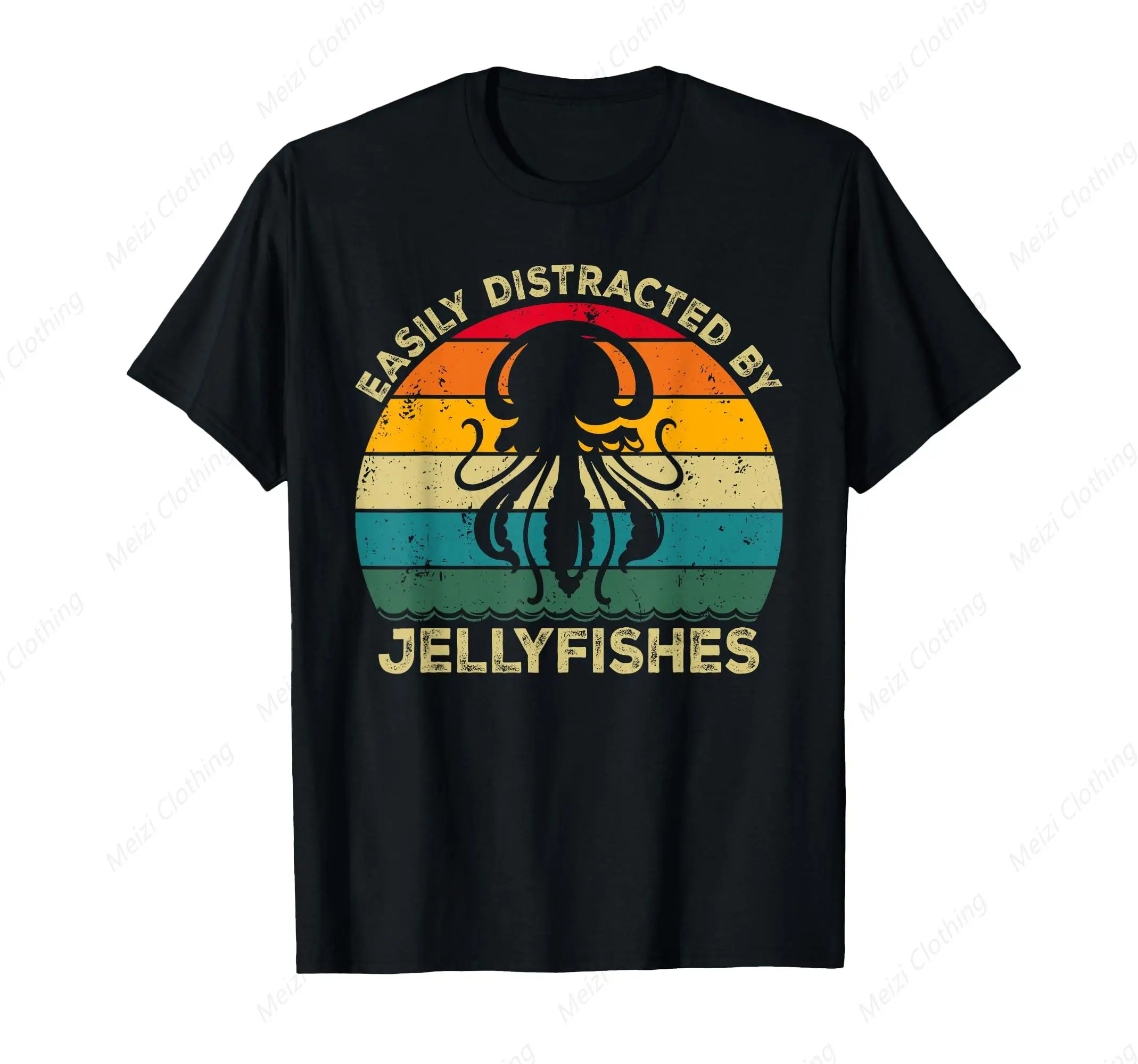 

Easy To Be Distracted By Jellyfish Fun And Cute Jellyfish Enthusiasts T-Shirt Retro Printed Shirt Casual Cotton Clothes