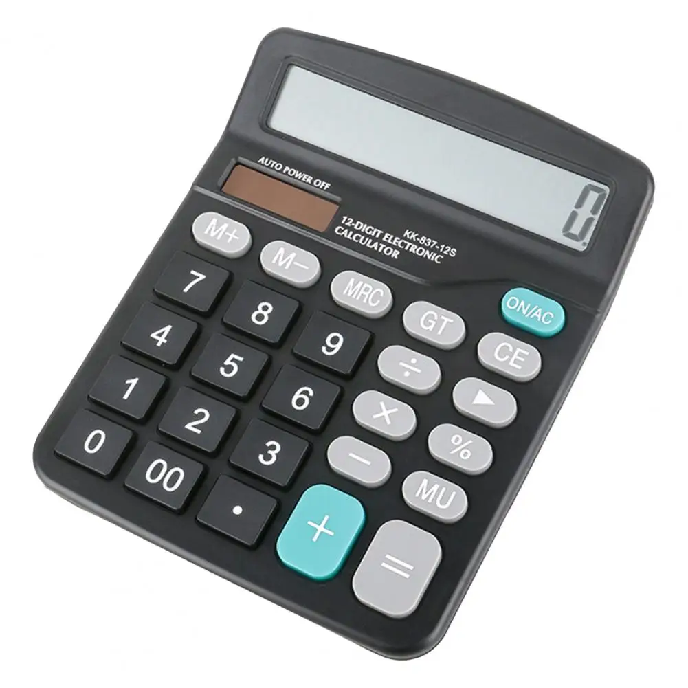 Office Calculator Accurate Portable Battery Powered Bright Color 12-Digit Solar Calculator Home