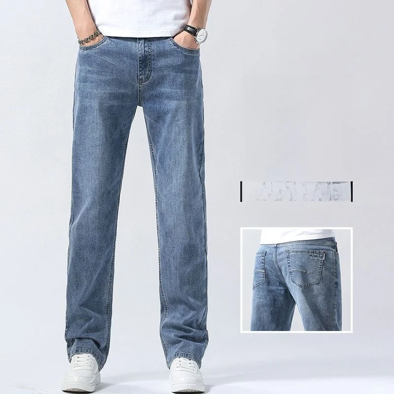 

Spring 2026 Men's Loose Straight Leg Jeans Trendy Casual Long Trousers Comfortable Fit Classic Blue Denim Youthful Energy Style