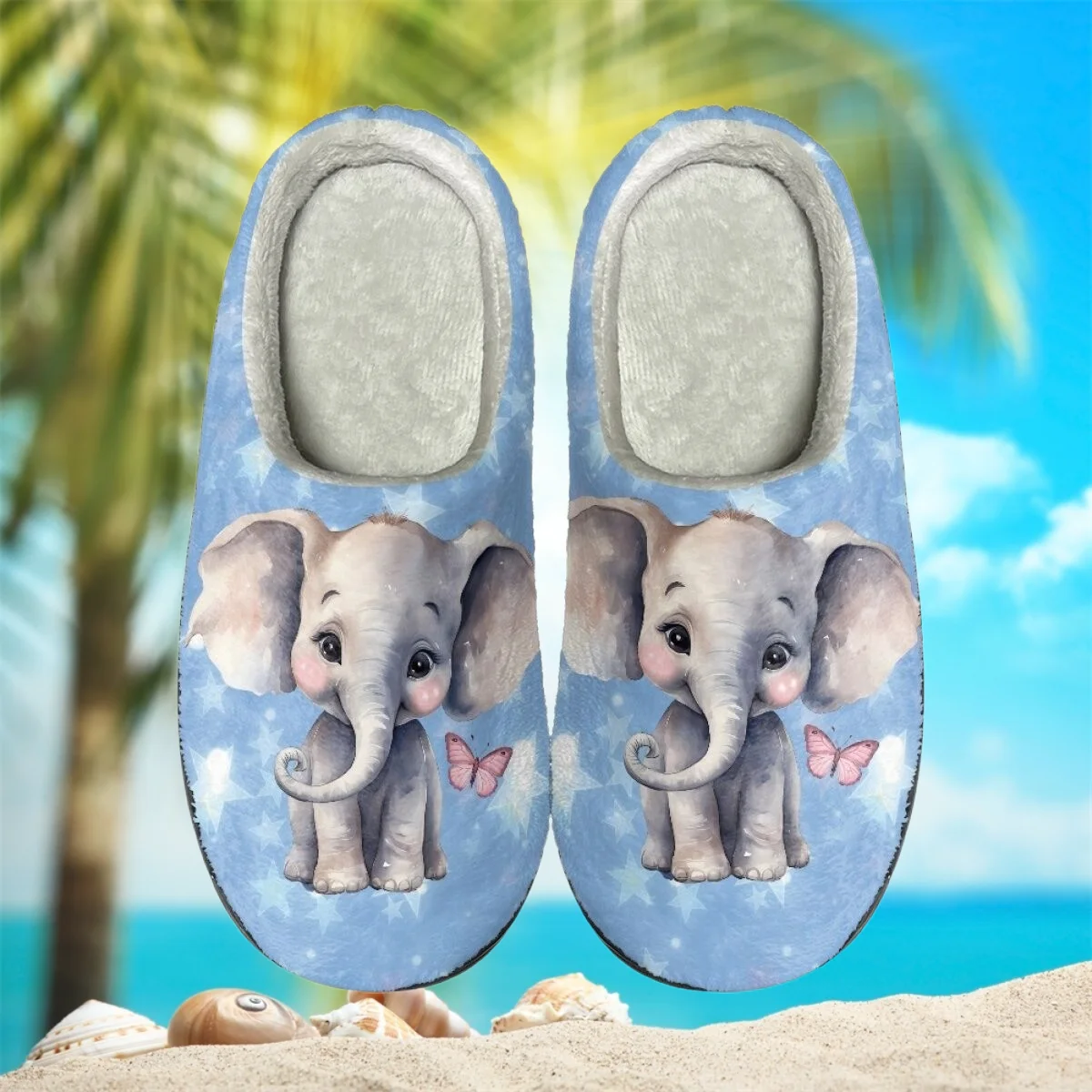 Cartoon Cute Elephant Pattern Cotton Slipper for Women Girls Cute Kawaii Flats Pink Warm Home Slides Shoes pantufas de pelúcia