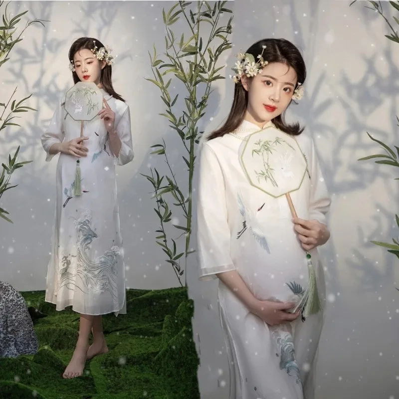 Vintage Cheongsam Photo Studio Pregnant Women Photography Clothing Photo Mommy Photography Clothing