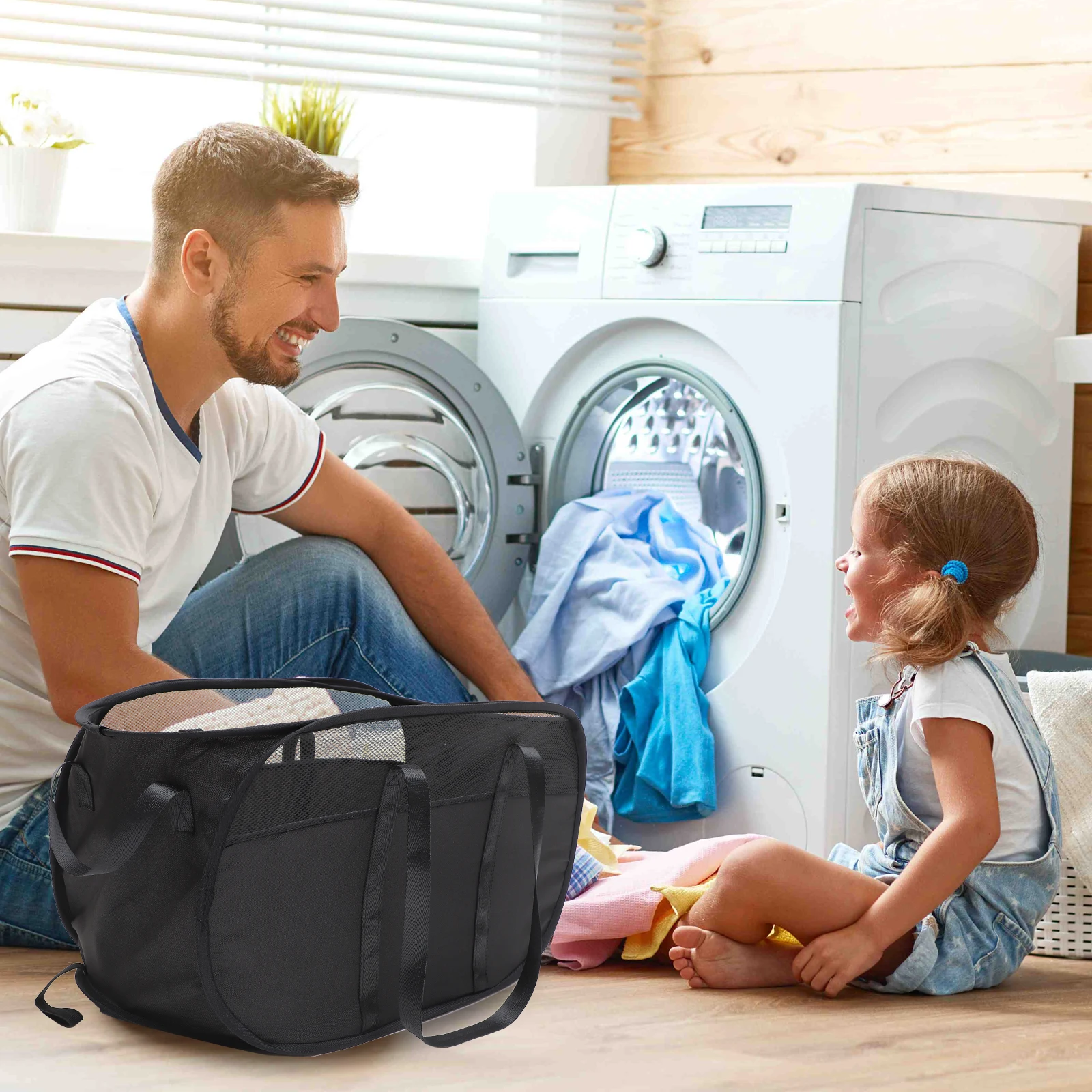

Collapsible Laundry Hamper Foldable Large Capacity Storage Basket Grey Cloth H Home Outdoor Travel