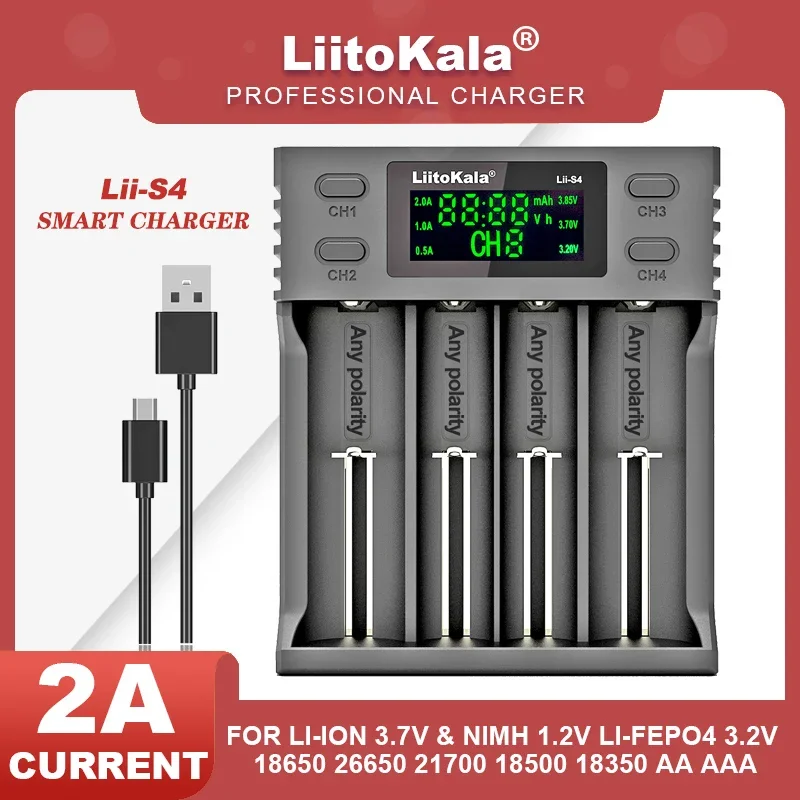 Liitokala Lii-500 Lii-S2 Lii-S4 Lii-C2 LCD NiMH ładowarka do akumulatorów litowych 3,7 V 18650 18350 18500 14500 26650 AA