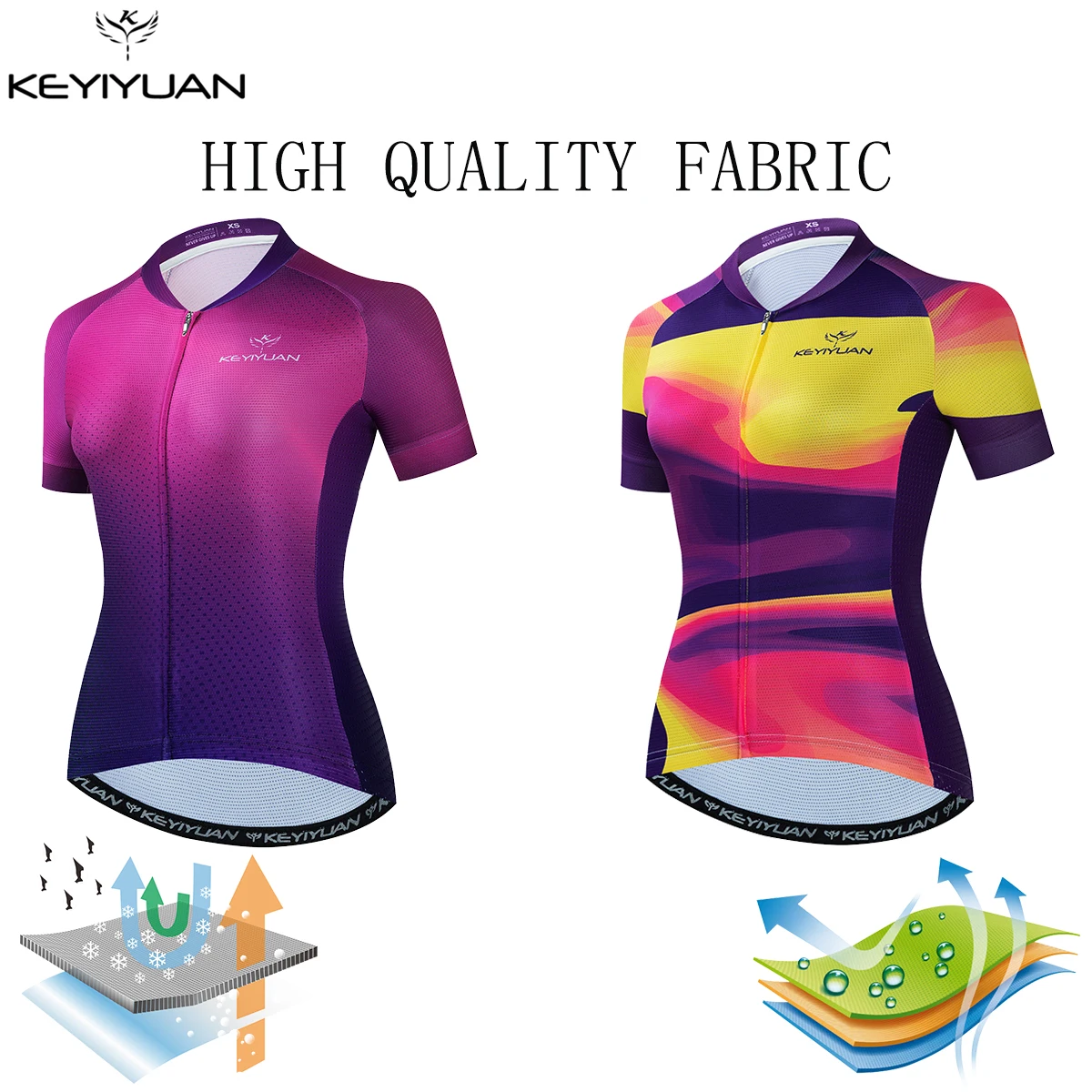 

KEYIYUAN Women Short Sleeve Cycling Jersey Tops Road MTB Bike Shirts Mountain Bicycle Clothing Maillot Ciclismo Mujer Verano