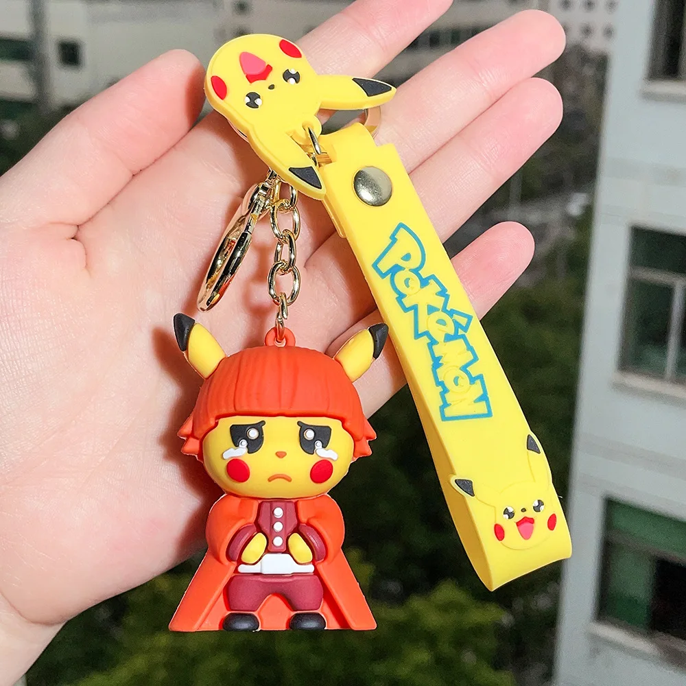 Anime Demon Slayer Keychain For Bags Chibi Mini Pikachu Linkage Pvc Model Doll Toys Gifts For The New Year Christmas Gifts