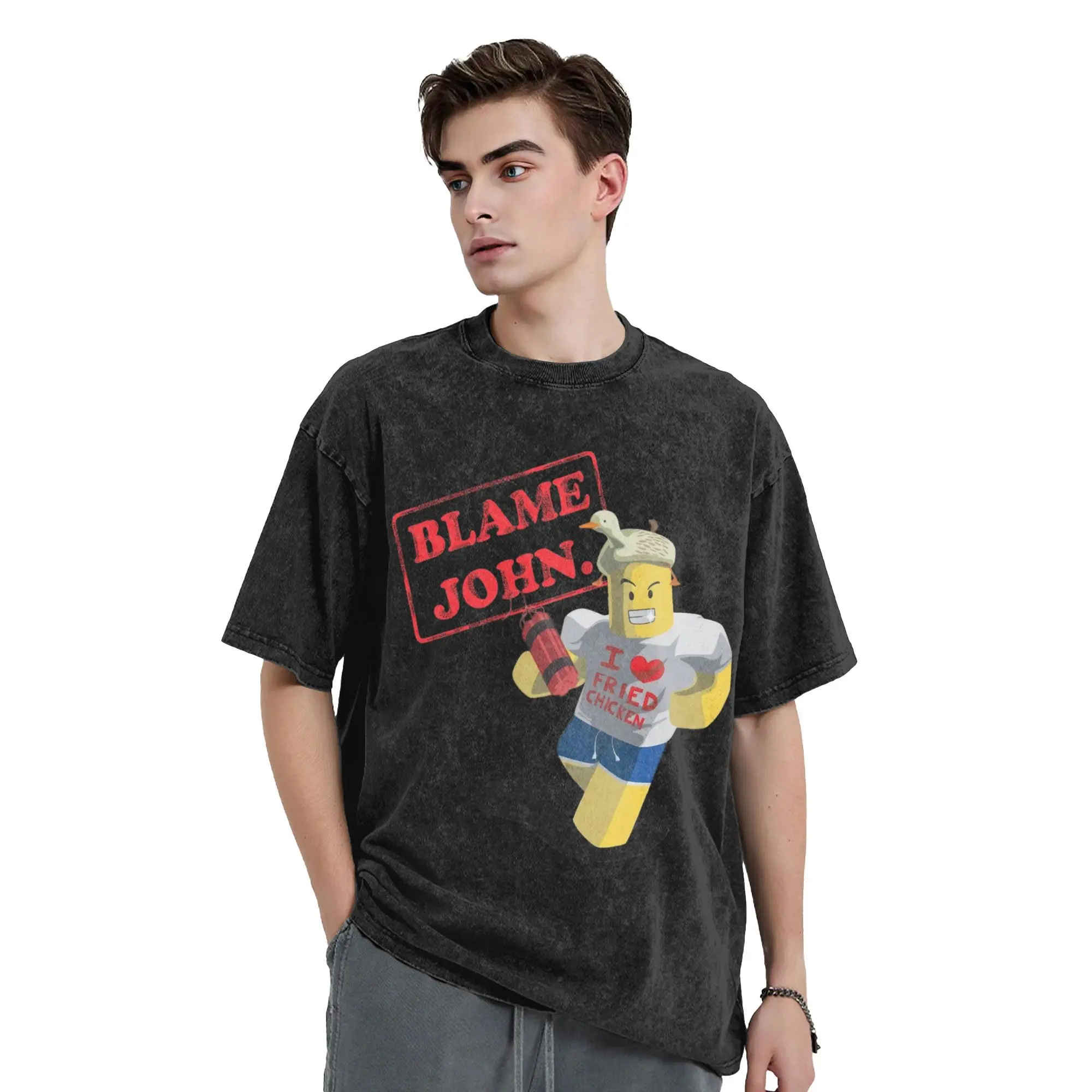 الرجال النساء خمر غسلها تي شيرت اللوم جون ميمي طباعة قميص الملابس Harajuku تي شيرت #4