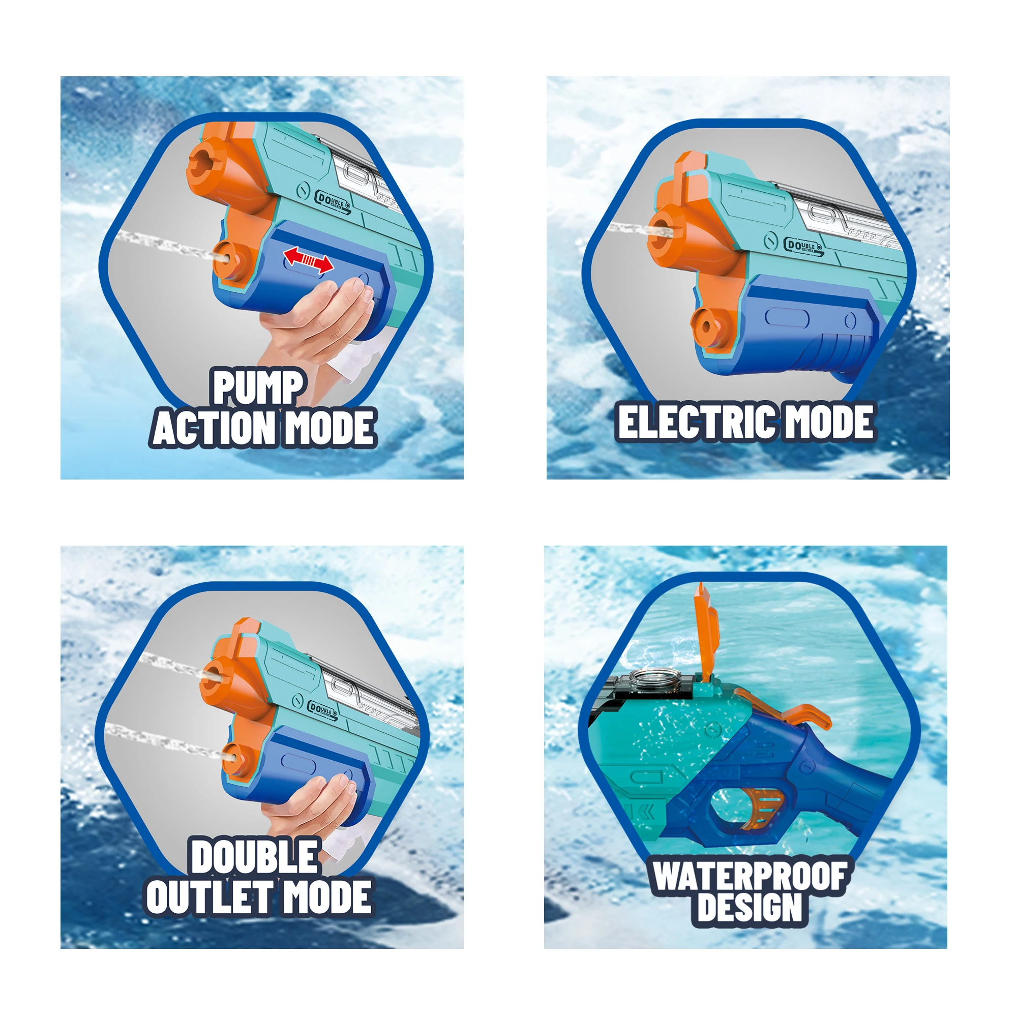 高圧ウォーターブラスターおもちゃ長距離射撃水鉄砲、夏のビーチプール水遊びおもちゃ