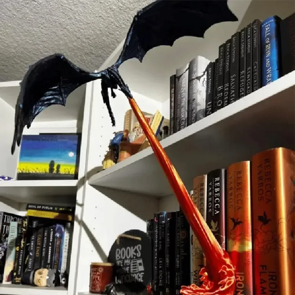 Creative Funny Spray Fire Dragon Bookshelf Ornament Halloween Birthday Gift Home Decoration Dragon Flame Book Decoration