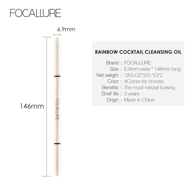 FOCALLURE-lápiz de cejas ultrafino, resistente al agua, de larga duración, potenciadores de cejas precisos, maquillaje, cosméticos, 4 colores