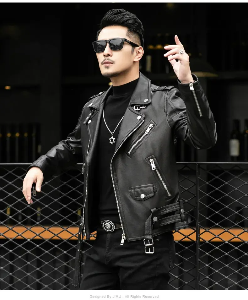 

Male Anti-wind Motorcycle Zipper Jackets Men Men's Motorcycle Leather Mens Leather Jacket Slim Fit Stand Collar PU Jacket