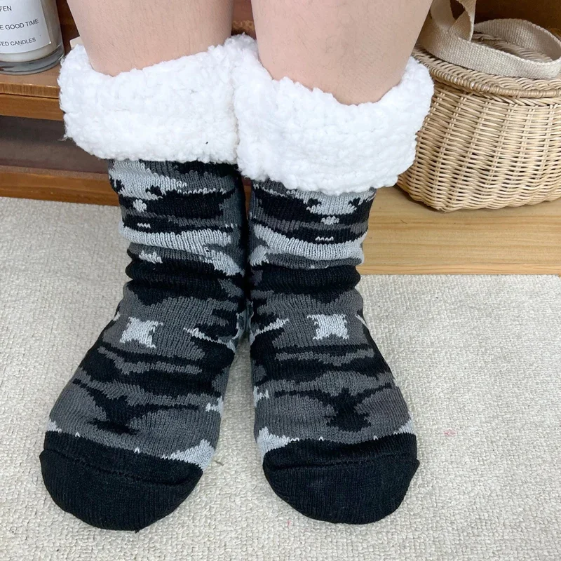 Fuzzy Sock Womens Crocodile Soft Home Indoor Winter Warm Plush Silicone Non slip Grip Thermal Comfy Slipper Socks Female Unicorn