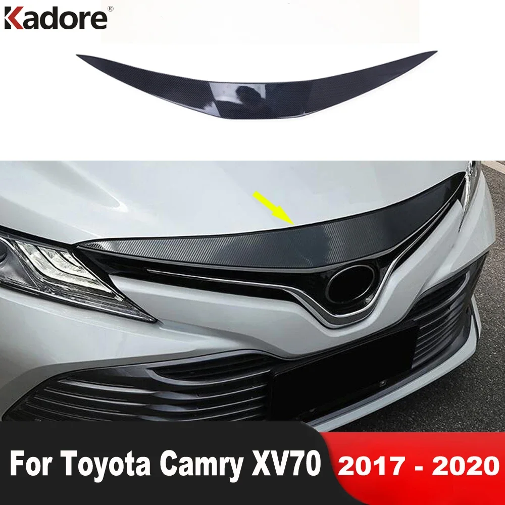 

Front Hood Engine Cover Trim For Toyota Camry XV70 LE XLE 2017-2019 2020 Carbon Fiber Car Upper Racing Grille Strip Accessories
