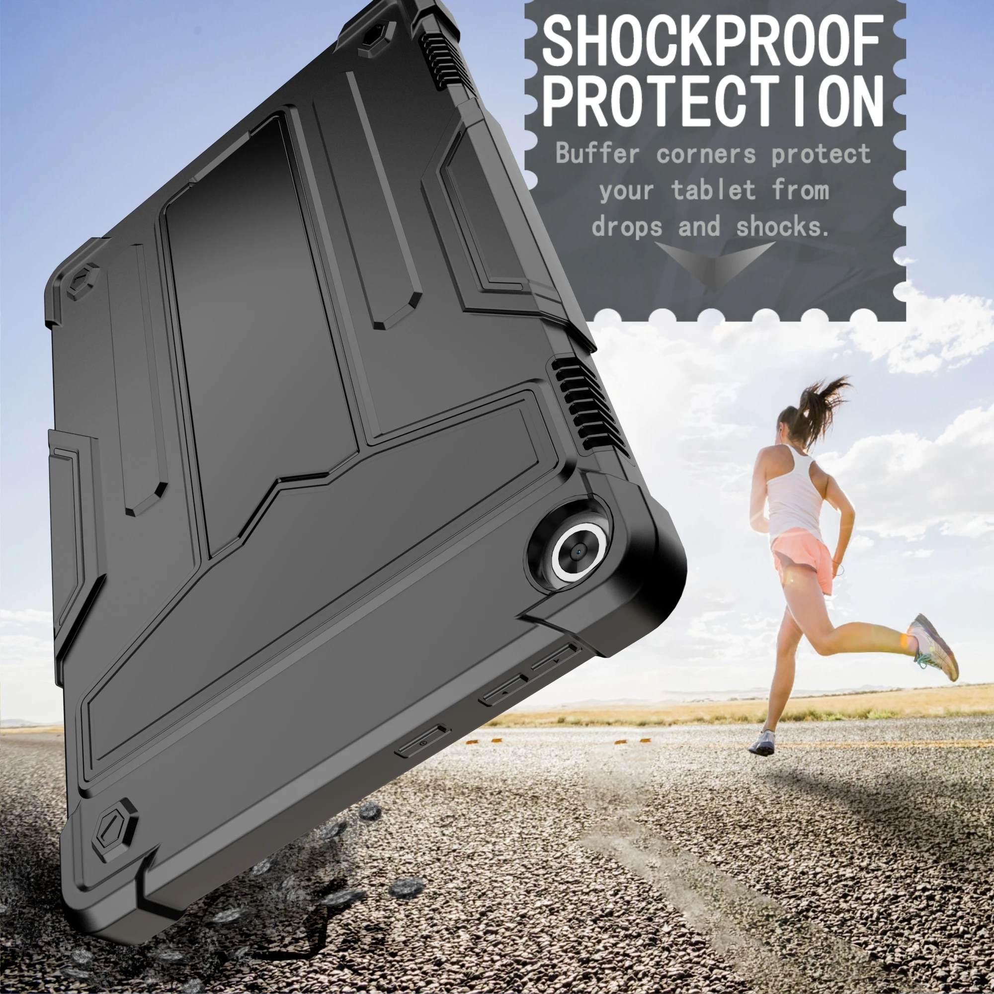 Kickstand Rugged Case For Lenovo Tab M10 Gen3 (3rd Gen) 2022 10.1 inch TB-328FU TB-328XU PC-Silicone Heavy Duty Cover Shockproof 4