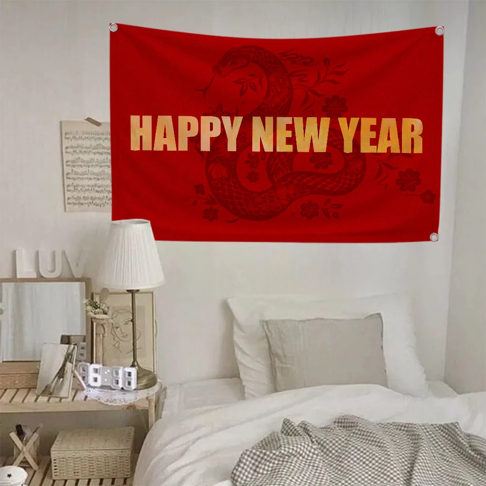 Double Penetration Flag Chinese New Year Happy New Year Fall Decor Home Garden Flag to Hang Flags for Bedrooms Tapestry Outdoor