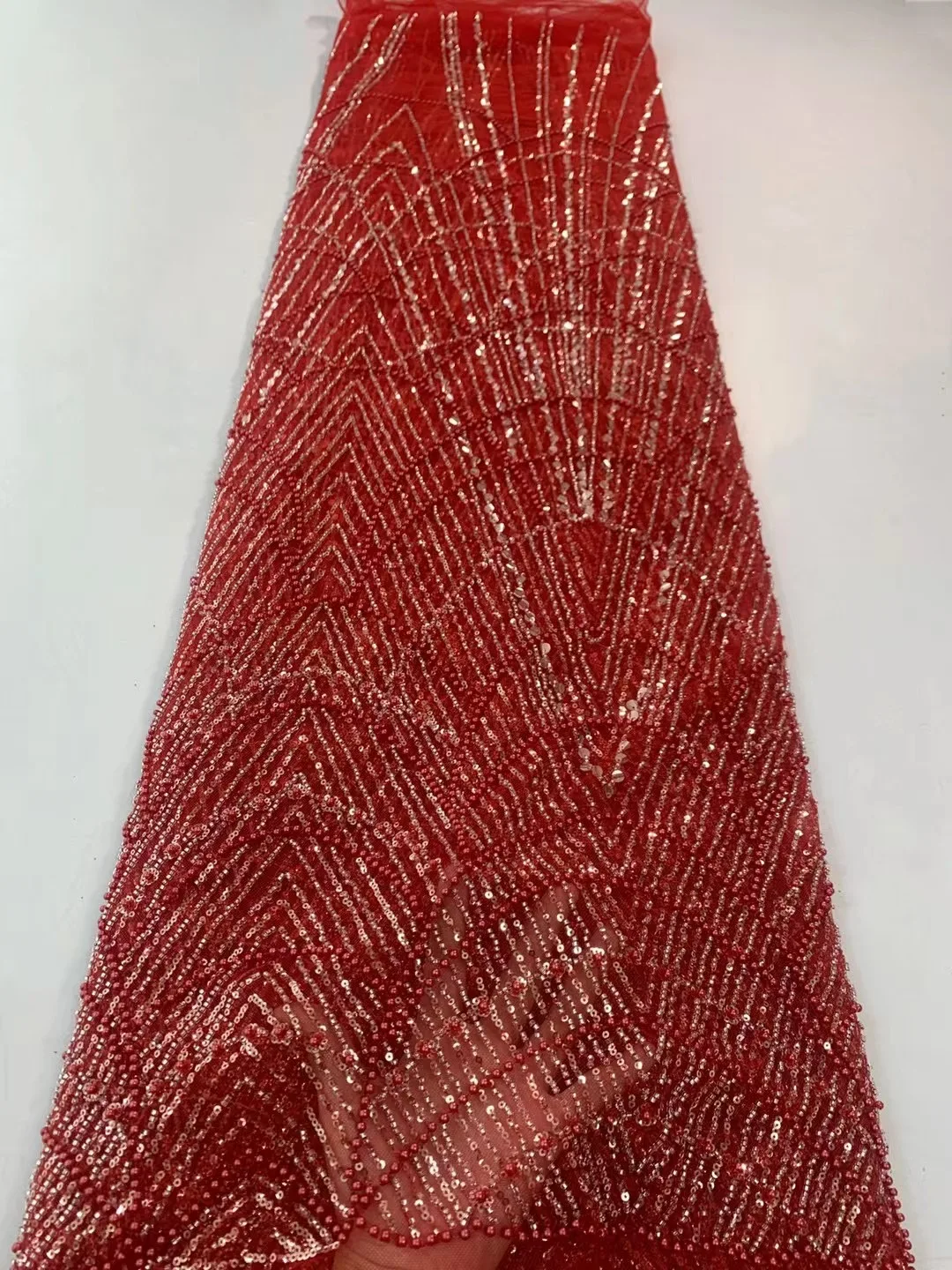 

African Organza Lace Fabric 2023 High Quality French Luxury Beads Lace Nigerian Sequins Tulle Lace Fabric For Wedding ZX5739
