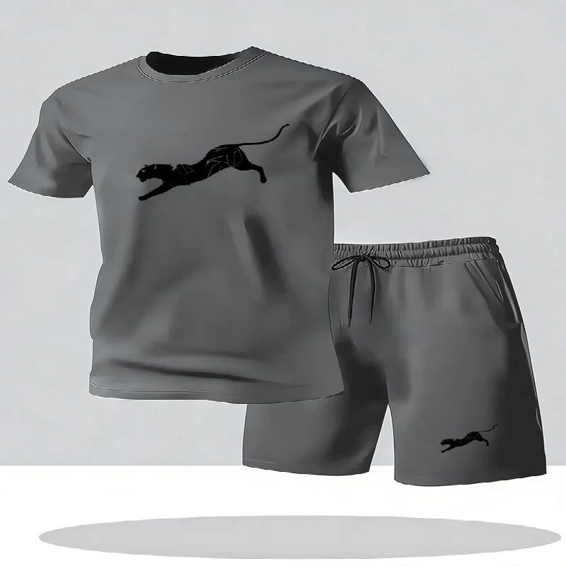 2026 Fashion Summer Men's Set Short Sleeve and Shorts Set Men's Round Neck Short Sleeve Sportswear Casual Set 2-piece Set