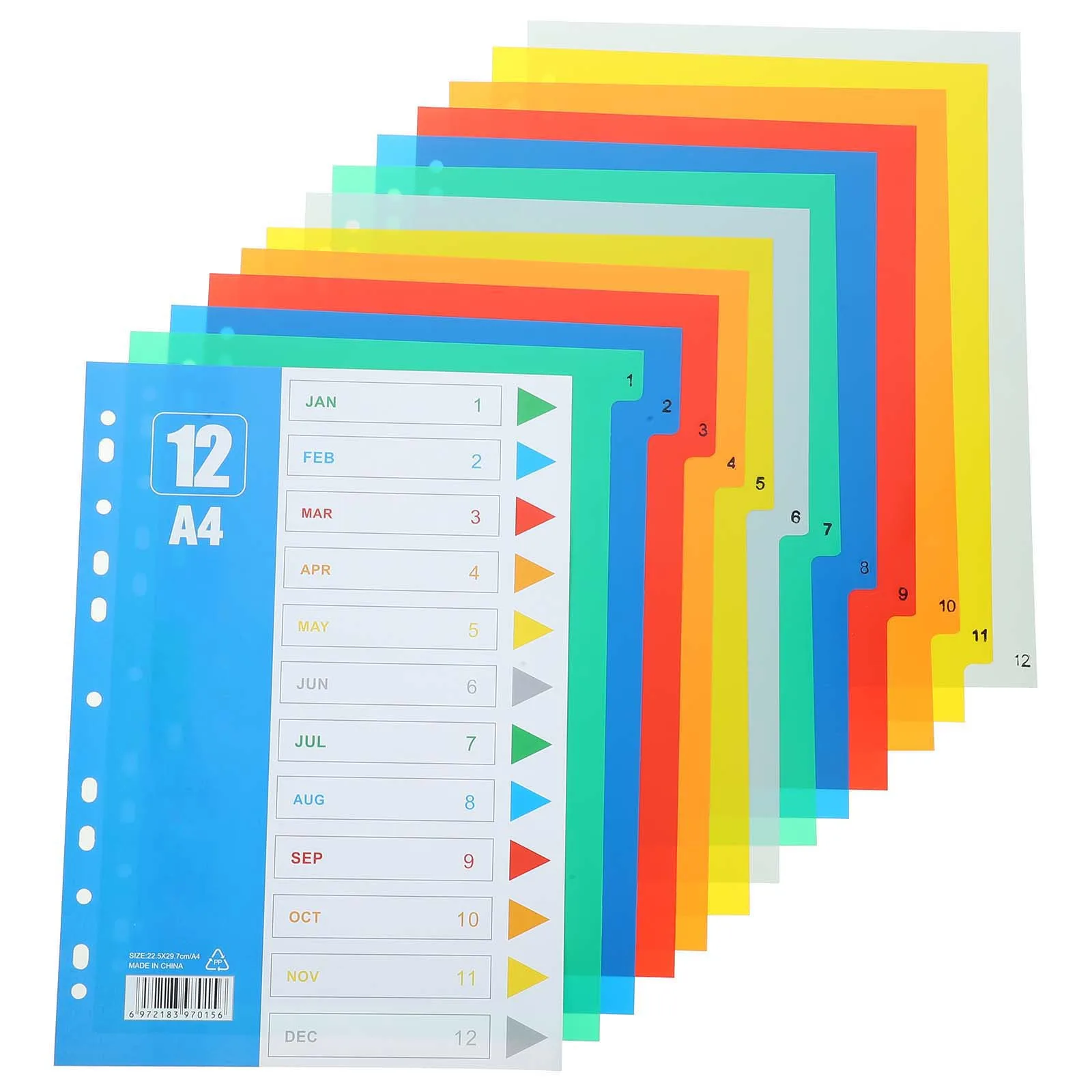 

1Set Binder Dividers PP Material Long-Lasting Notebook Tabs for Office Study Reports Journals A4 File