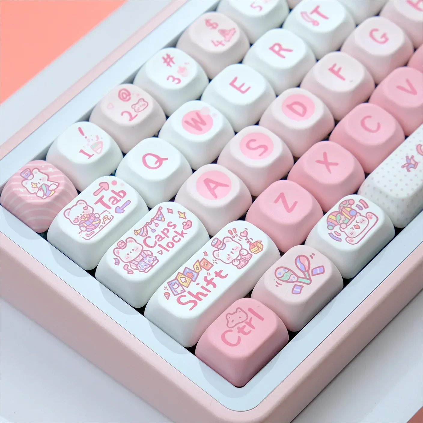 

Cute Keycaps Bear Circus Theme PBT Five-sided Sublimation Keycaps QX3/Round Ball Cap with Slope Mechanical Keyboard Replace Keys