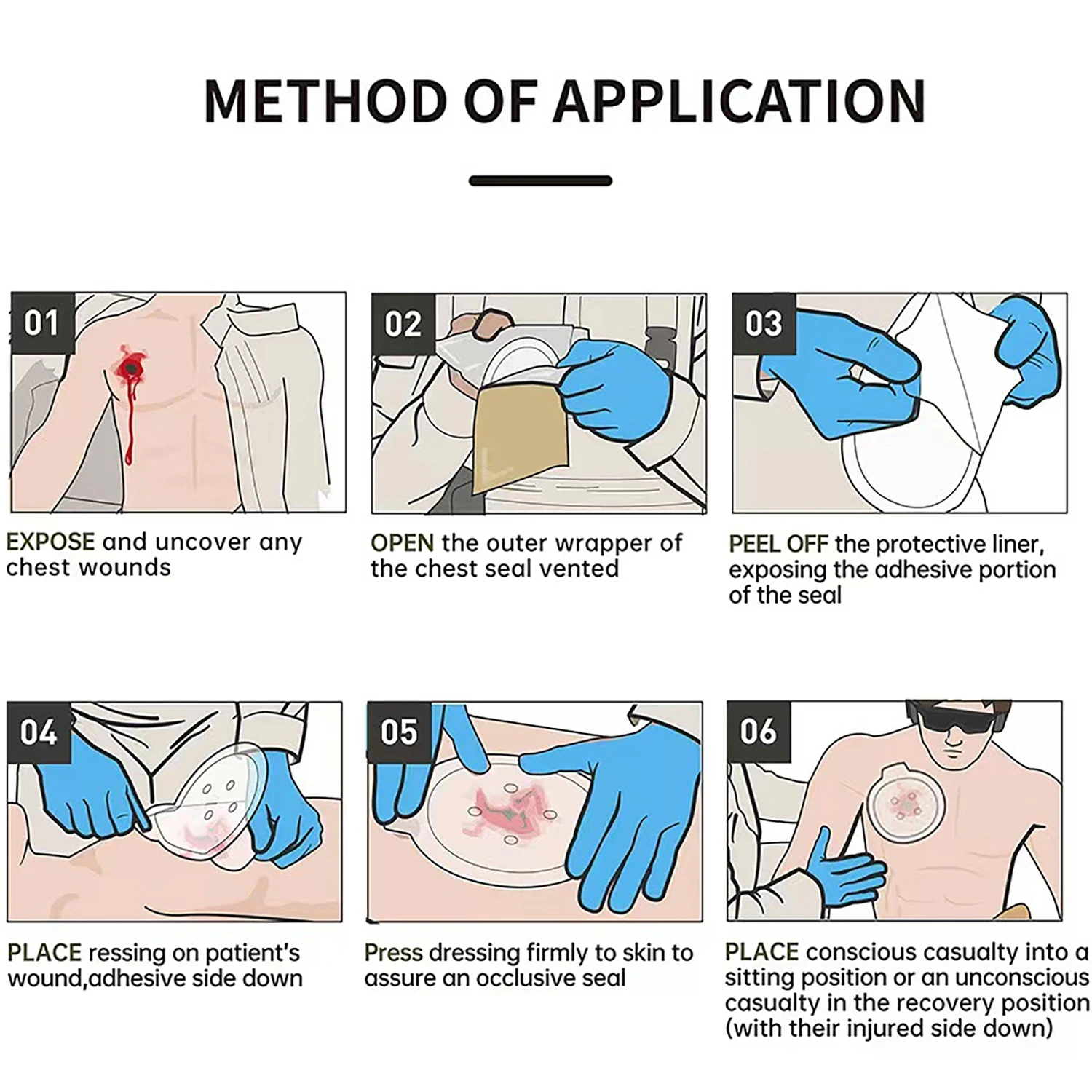 SANKE RESCUE Vent Chest Seal Military Trauma Dressing First Aid Kit Sterile Wound Care Ifak Refill Kit Occlusion band-aid