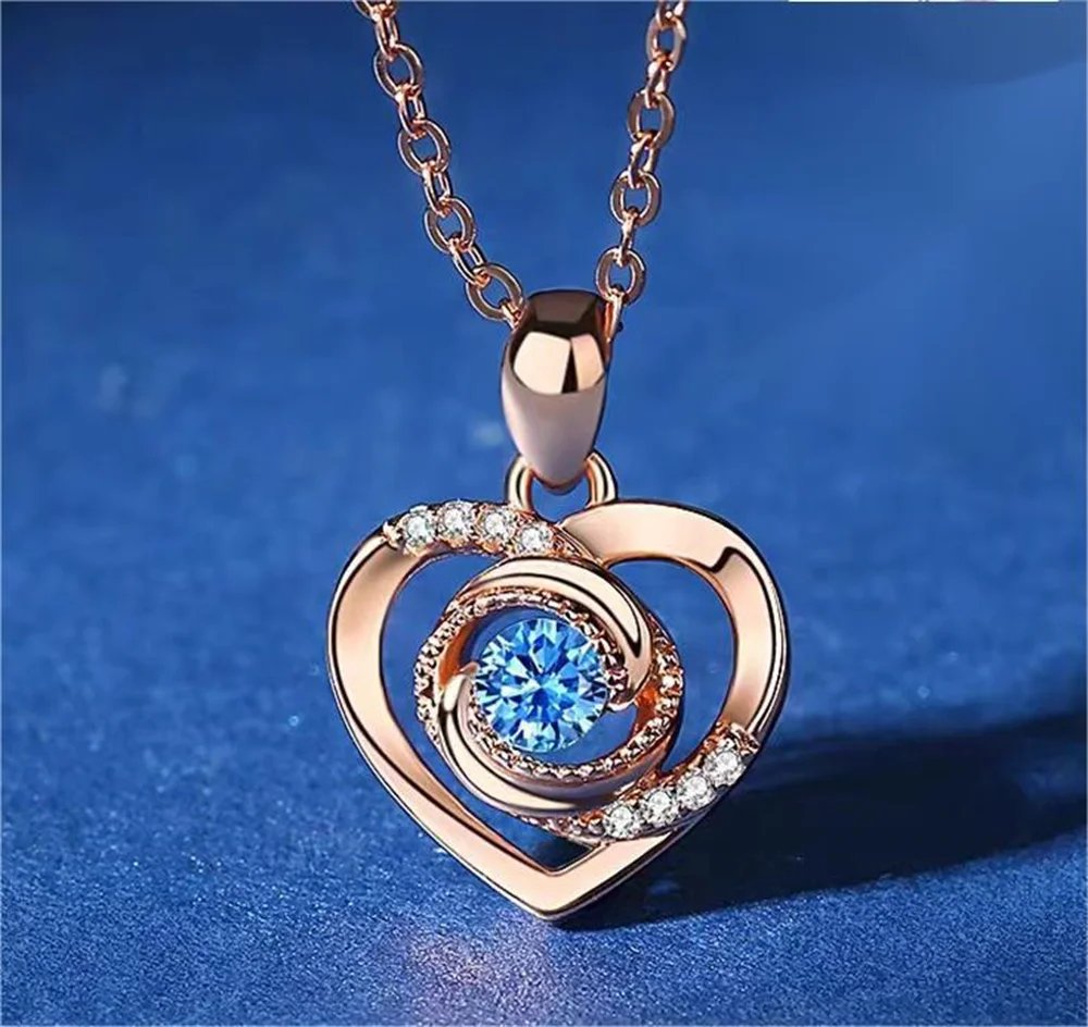 

Korean Fashion Necklace Women S999 Fine Silver Eternal Heart Love Pendant Light Luxury High-End Valentine's Day Gift Necklace