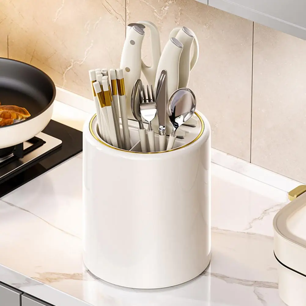 Multifunctional Chopstick Tube Organizer Detachable Ventilated 360-degree Rotatable Drainage Cutlery Storage Rack